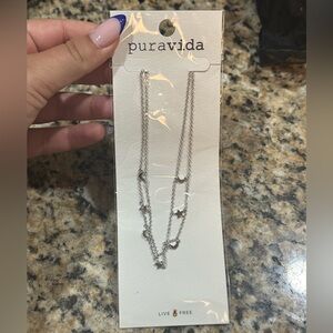 Pura Vida Rhodium Plated Moon and Star Necklace